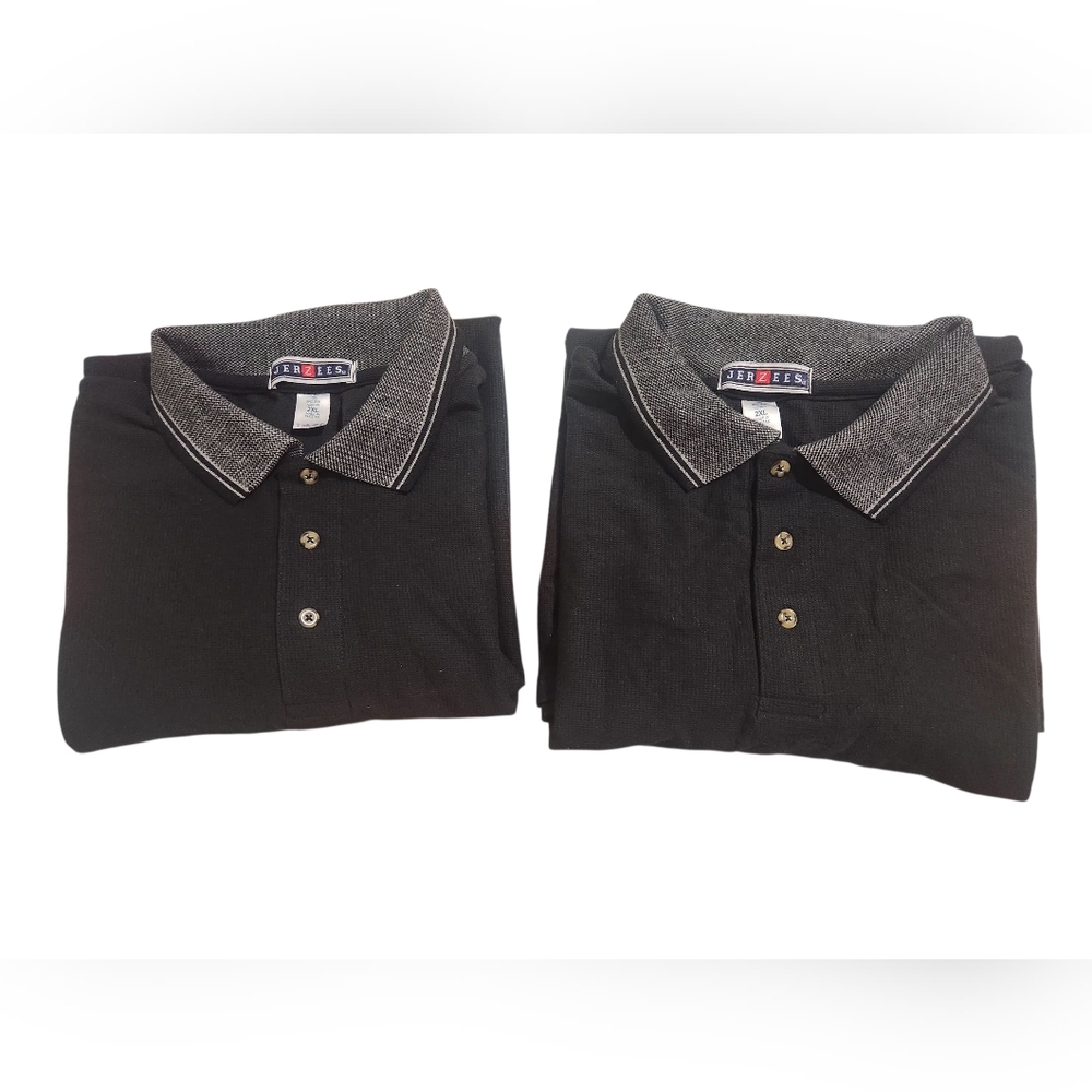 Jerzees 2XL Black Polo's with Gray Accents